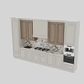 Modern Kitchen Cabinets With Light Dark Wood Marble Countertop Built In Oven Range Hood