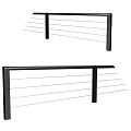 Modern Black Metal Railing Components With Horizontal Cables And Support Posts 3d model