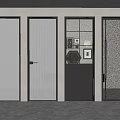 Modern Interior Swing Doors With Black Frames And Various Glass Designs 3d model