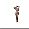 Woman Standing In Floral Bikini Posing With Hands Behind Head