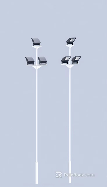 Outdoor Lights with Double Headed Design on Light Poles for Garden Street Lighting 3d model 