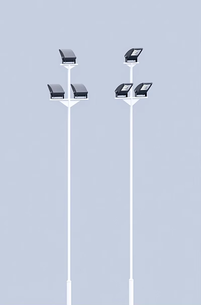 Outdoor Lights with Double Headed Design on Light Poles for Garden Street Lighting 3d model
