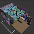 Industrial Technical Facility Internal Structure With Metal Framing Piping Systems And Equipment