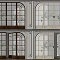 Arched Glass Panel Double Doors In Brown And White Interior Design Styles 3d model
