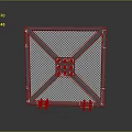 Modern Industrial Metal Gate With Mesh Design Circular Rivets And Yellow Hinges