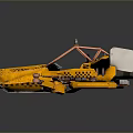 Futuristic Yellow Racing Vehicle With Black Checkered Accents And Mechanical Wing Structures