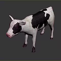 Black and White Calf Model Standing on Gray Background with Reflection 3d model