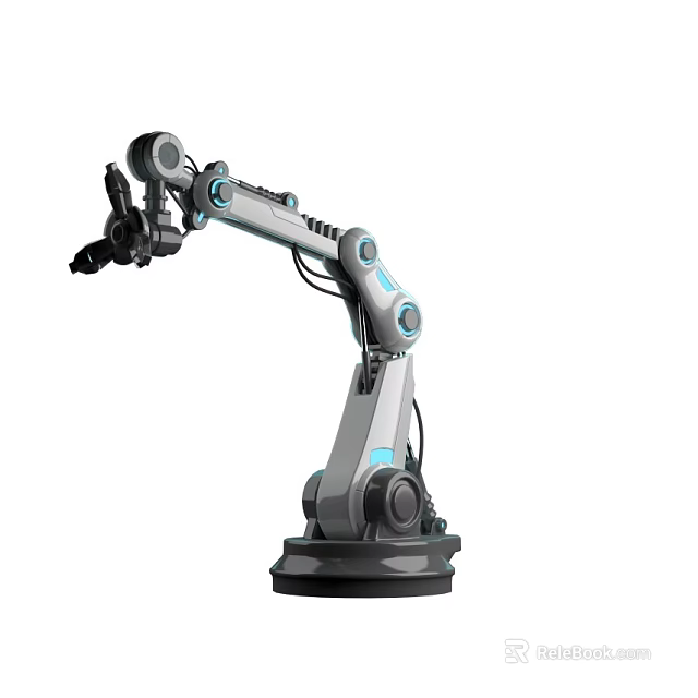Industrial Robot Arm With Modern Design Blue Accents And Multi Axis Precision Control 3d model 