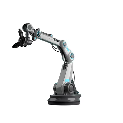 Industrial Robot Arm With Modern Design Blue Accents And Multi Axis Precision Control 3d model