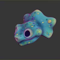 Game Movie Fantasy Character With Blue Green Body Yellow Spots And Big Eyes