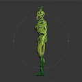 Green Plant Inspired Fantasy Creature Character With Vine Like Body Structure And Leafy Head