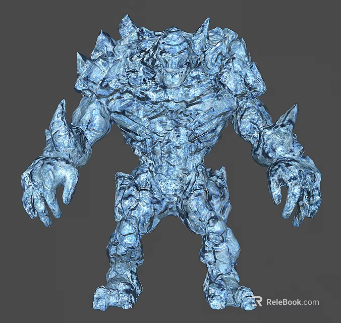Ice Blue Crystal Rock Monster 3D Character Design For Game Movie 3d model 