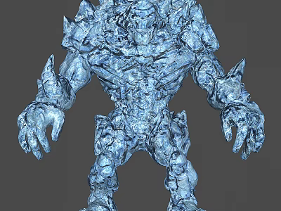 Ice Blue Crystal Rock Monster 3D Character Design For Game Movie 3d model