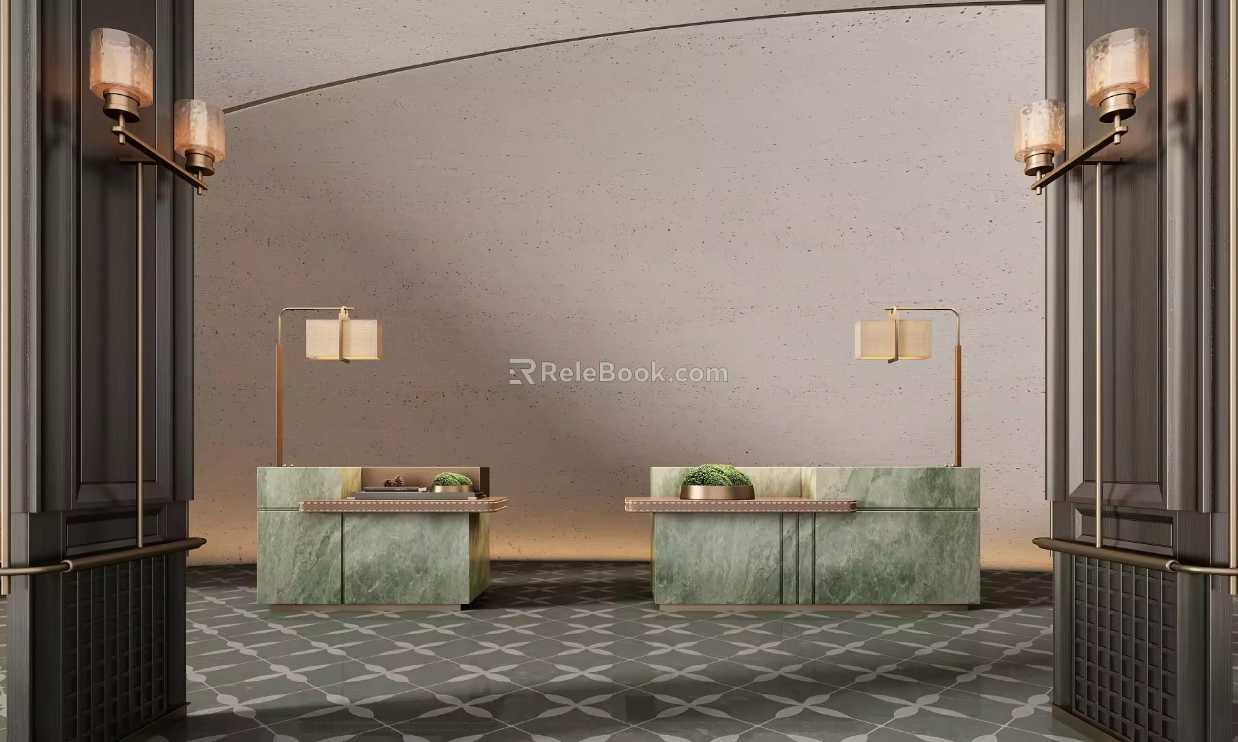 Lobby Reception Desk Reception Desk Water Bar 3d model