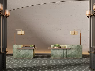 Lobby Reception Desk Reception Desk Water Bar 3d model