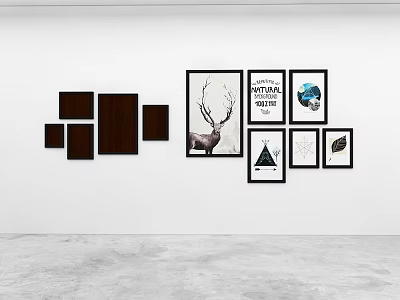 Wall Decor With Decorative Plates Featuring Deer Art Happy Moments Text And Leaf Patterns 3d model
