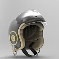 Classic Vintage Helmet Featuring Dark Gray Body Gold Accent Transparent Visor And Leather Lining