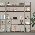 Cozy Wooden Bookshelf Displaying Stuffed Animals Books Potted Plants And Decorative Items