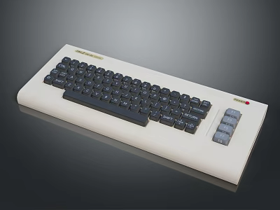 Vintage Commodore Electronic Keyboard with White Body Black Keys and Side Key Section 3d model