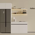 Modern Poliform Refrigerator Cabinet With White Kitchen Cabinets And Open Storage Shelves