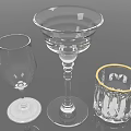 Elegant Transparent Glass Wine Glasses With Stemmed And Gold Rimmed Tumbler Design