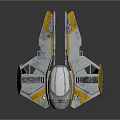 Futuristic Sci Fi Spaceship With Silver Yellow Exterior And Angular Wings Cockpit 3d model