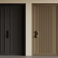 Modern Security Door with Vertical Stripes Design Dark and Light Brown Secure Lock Handle 3d model