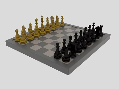 Standard Chess Board Game Setup With Black And White Pieces For Entertainment 3d model