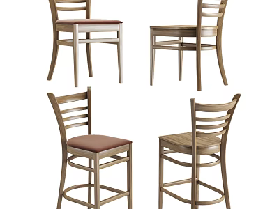 Wooden Dining Chairs With Upholstered And Wooden Seats In Various Designs 3d model
