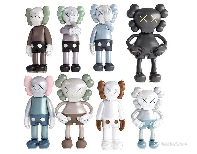 Colorful Kaws Art Toys Collection With Various Designs And Limited Edition Figures 3d model 