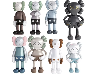 Colorful Kaws Art Toys Collection With Various Designs And Limited Edition Figures 3d model