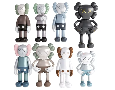 Colorful Kaws Art Toys Collection With Various Designs And Limited Edition Figures 3d model