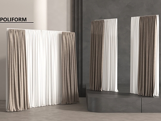 Modern Fabric Curtain Pleated Fabric Yarn 3d model