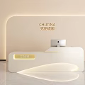 CHLITINA Store Front Desk With White LED Light Design And Computer