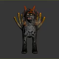 Fierce Wolf Shaped Creature With Red And Orange Flame Accents Spiked Back And Flame Tail