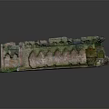 Ancient Architecture Ruins with Gothic Stone Walls Covered in Moss and Internal Lawn