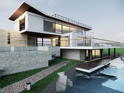 Modern Single-family Villa Rural Self-built House Rural Private House Villa Rural Self-built House Resort Hotel Mountain Villa Simple Villa 3d model