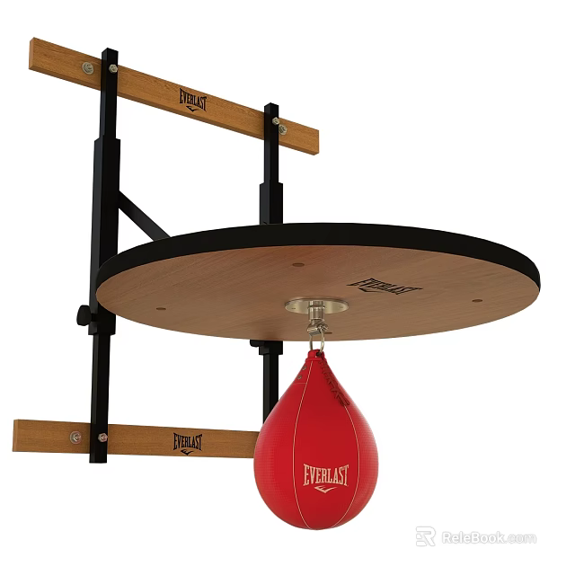 Everlast Red Speed Bag With Wall Mounted Bracket And Circular Platform 3d model 