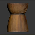 Handcrafted Wooden Stool With Round Top And Natural Wood Grain Texture