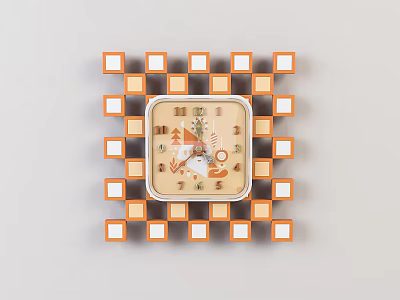 Modern clock cartoon children wall clock 3d model