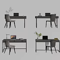 Modern Desk Setup With Chair Laptop Plant Lamp And Clean Minimalist Style