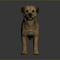 Lifelike Brown Dog Sculpture in Standing Pose with Detailed Features on Gray Background