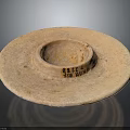 Ancient Round Ceramic Pottery Dish Featuring Historical Inscription On Surface 3d model
