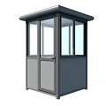 Modern Gray Security Booth With Glass Windows And Steel Structure Design 3d model