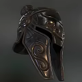 Ornate Decorative Helmet With Intricate Carvings Metallic Finish And Detailed Patterns