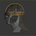 Viking Warrior Helmet With Gold And Silver Decoration And Medieval Style Display Stand