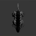 3D Game Movie Character Gray Reptile Creature With Black Spikes Spots And Sharp Claws