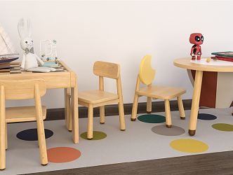 Modern Children's Table and Chair Children's Storage Game Table 3d model