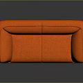 Stylish Modern Orange Two-Seater Sofa with Gold Legs and Comfortable Design