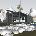 modern container building 3d model